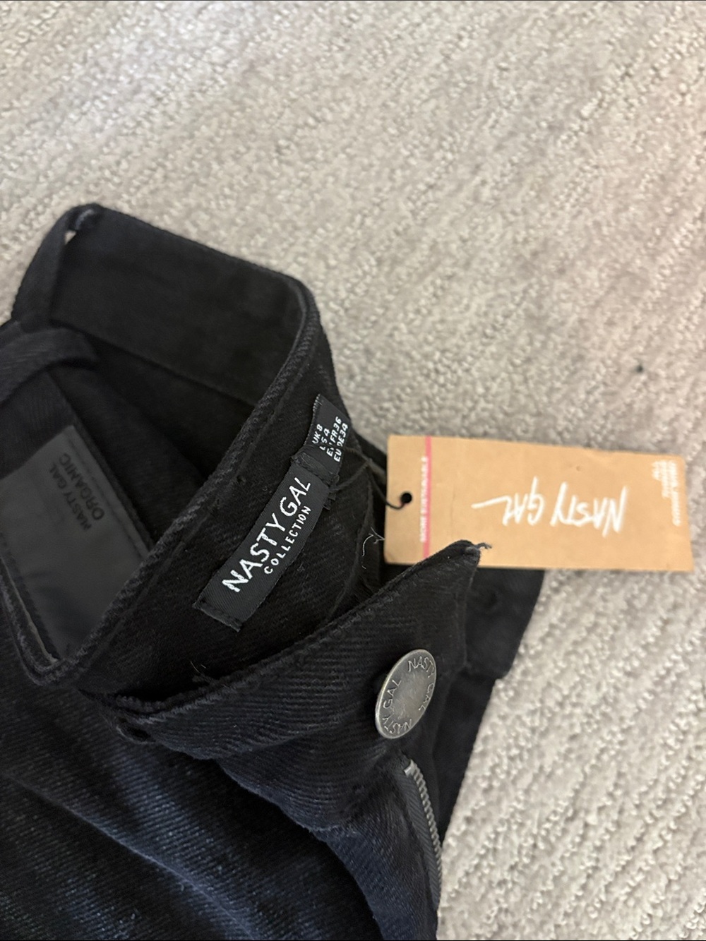 Nasty Gal Organic Black Distressed Straight Leg Mom Jeans